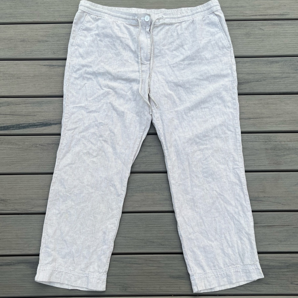 Talbots Plus; White&Tan; Pin Striped; Soft Chino Style Pants; Minor Wear; 18w